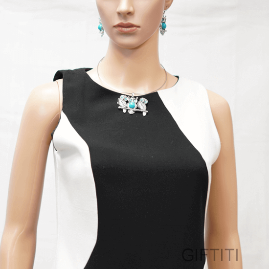 Picture of Floral Statement Necklace And Earring Design In Owl