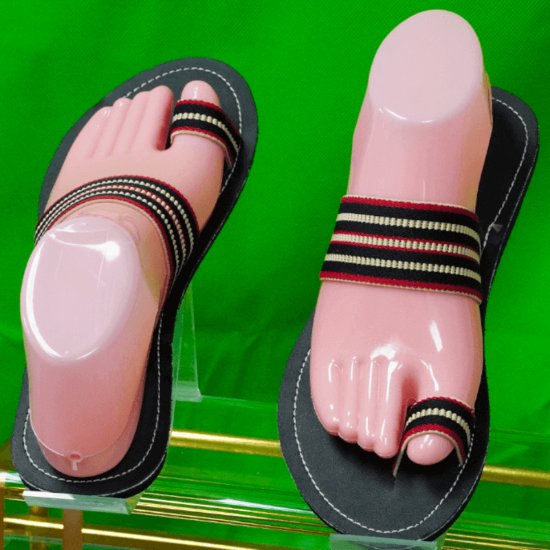 Picture of African Handmade Women Casual Footwear Mixed Color Elastic Stretched Comfortable Slippers