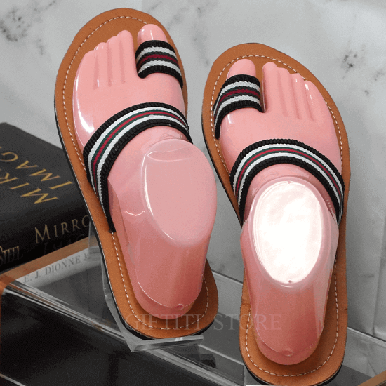 Picture of Handmade African Female Casual Footwear Mixed Color Elastic Stretched Comfortable Slipper