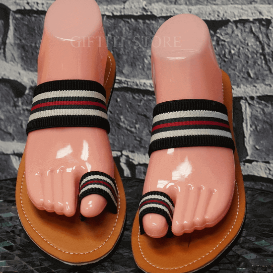 Picture of Handmade African Female Casual Footwear Mixed Color Elastic Stretched Comfortable Slipper