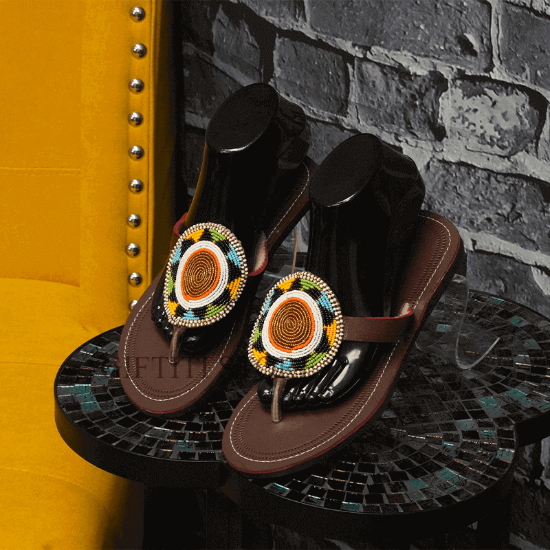 Picture of Women African Handmade Casual Summer  Footwear Maasai Slippers