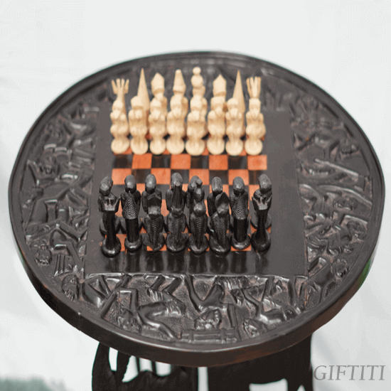 Picture of Antique Carved Chess Table