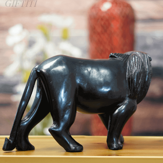 Picture of Black Woodcarving Lion For Home And Office