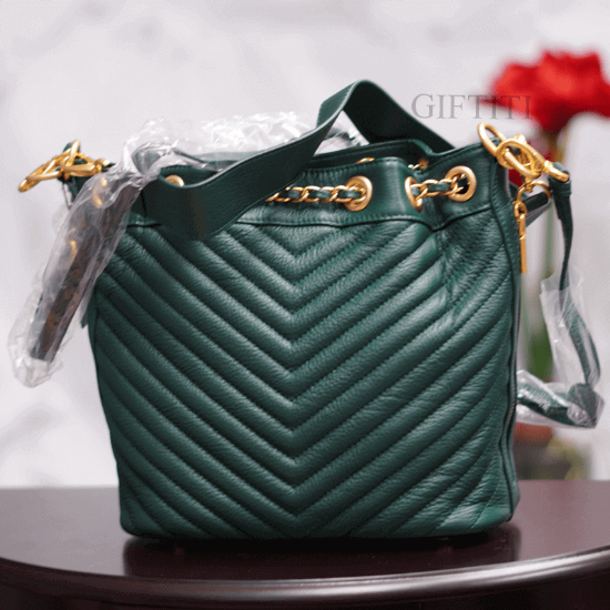 Picture of Antique Green Leather Bag For Female